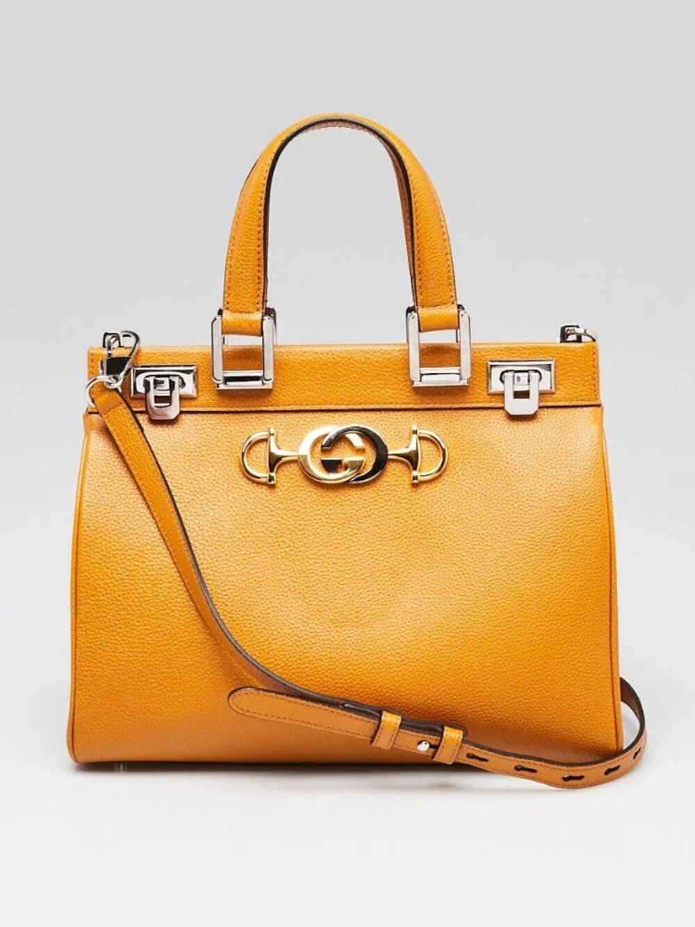 Gucci Yellow Grainy Leather Zumi Small Tote Bag